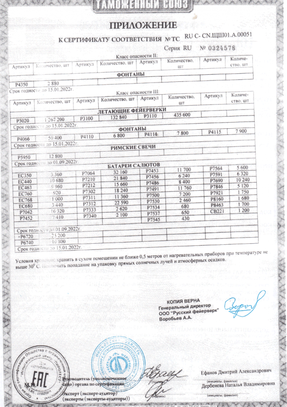 Сертификат соответствия № 0324578  - Тайга | tajga.salutsklad.ru 